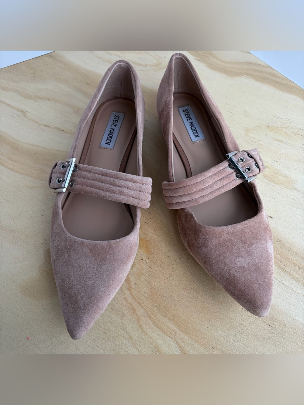 Steve Madden Dusty Rose Pointed Mary Jane Flats with Triple Strap
